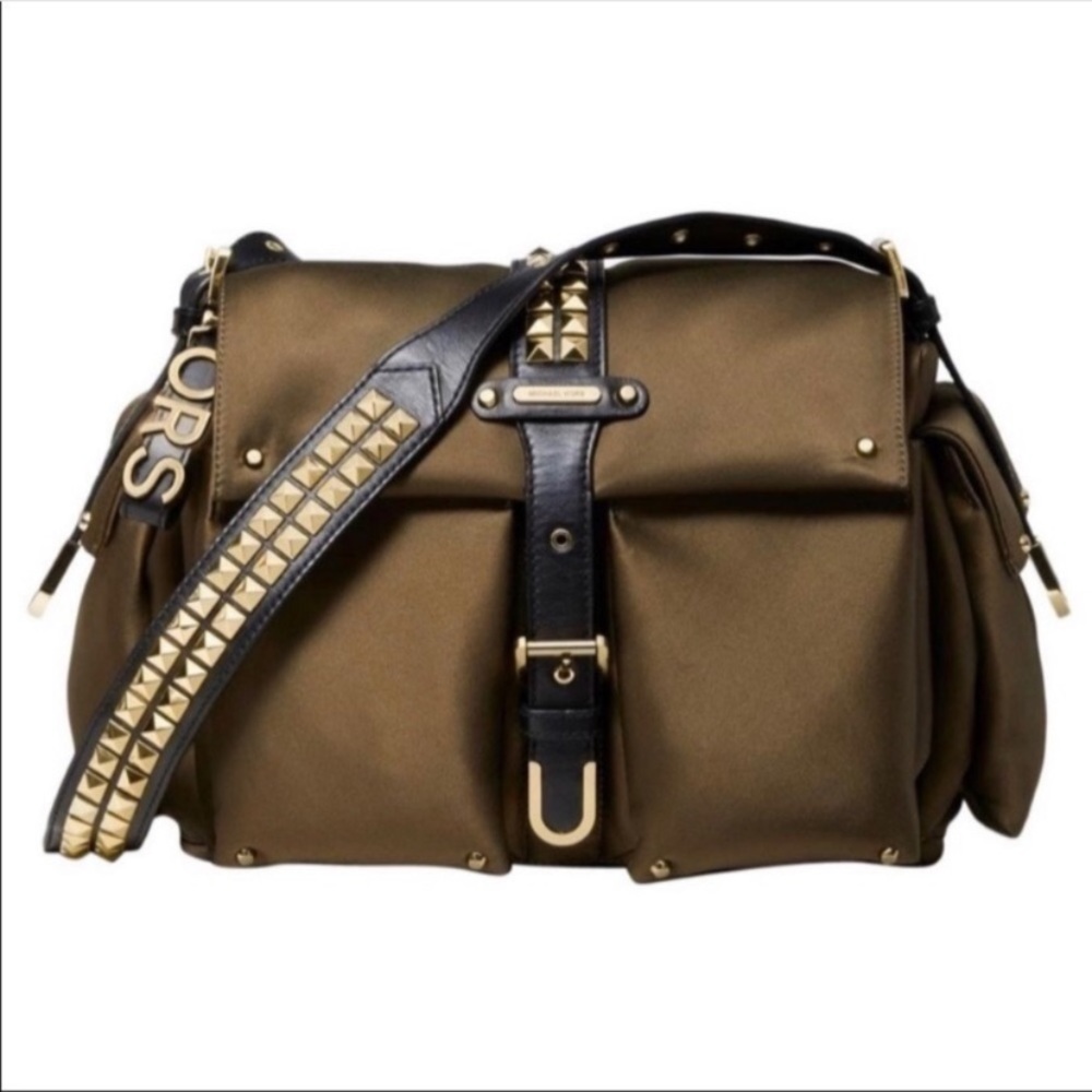 New MK 🍁 olive/ black gold studd large crossbody - Picture 5 of 7